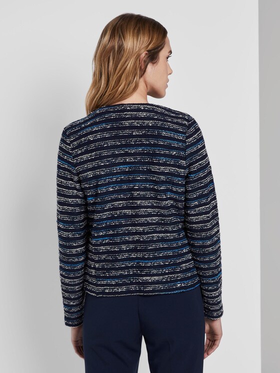 Gemusterter offener Blazer - Frauen - navy white stripe structure Gemusterter offener Blazer - Frauen - navy white stripe structure - 2 - TOM TAILOR