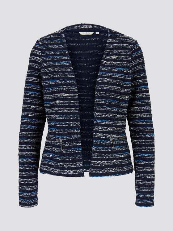 Gemusterter offener Blazer - Frauen - navy white stripe structure Gemusterter offener Blazer - Frauen - navy white stripe structure - 7 - TOM TAILOR
