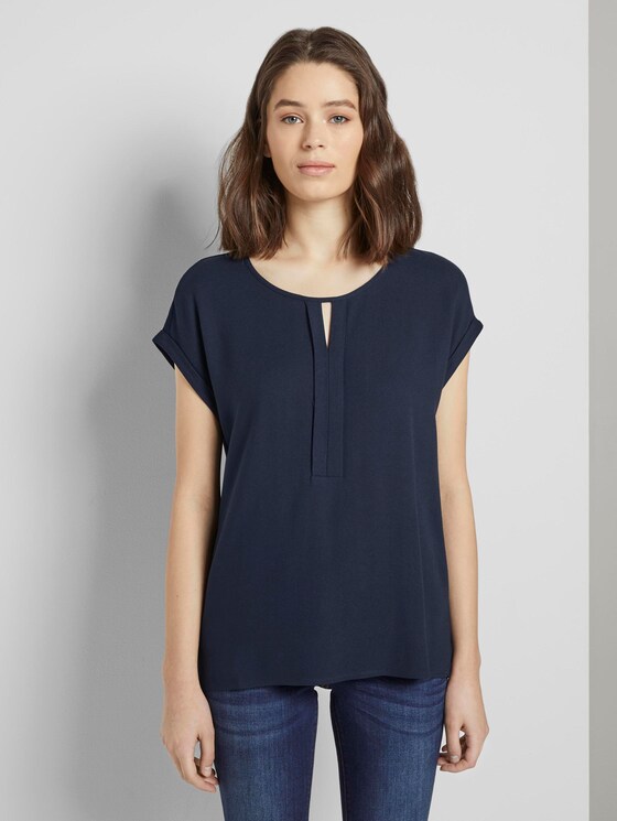 T-Shirt aus Chiffon - Frauen - Sky Captain Blue T-Shirt aus Chiffon - Frauen - Sky Captain Blue - 1 - TOM TAILOR