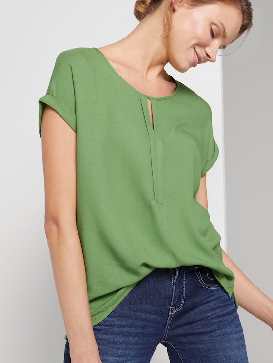 T-Shirt aus Chiffon - Frauen - sundried turf green T-Shirt aus Chiffon - Frauen - sundried turf green - 5 - TOM TAILOR