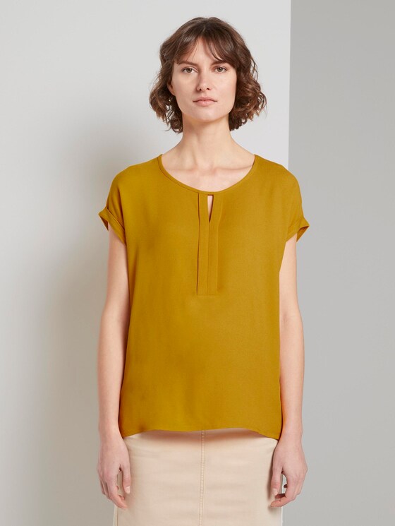T-Shirt aus Chiffon - Frauen - deep golden yellow T-Shirt aus Chiffon - Frauen - deep golden yellow - 1 - TOM TAILOR