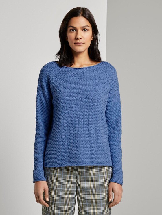 Textured sweater - Women - sea blue Textured sweater - Women - sea blue - 1 - TOM TAILOR