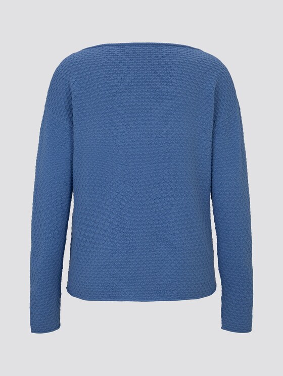 Textured sweater - Women - sea blue Textured sweater - Women - sea blue - 8 - TOM TAILOR