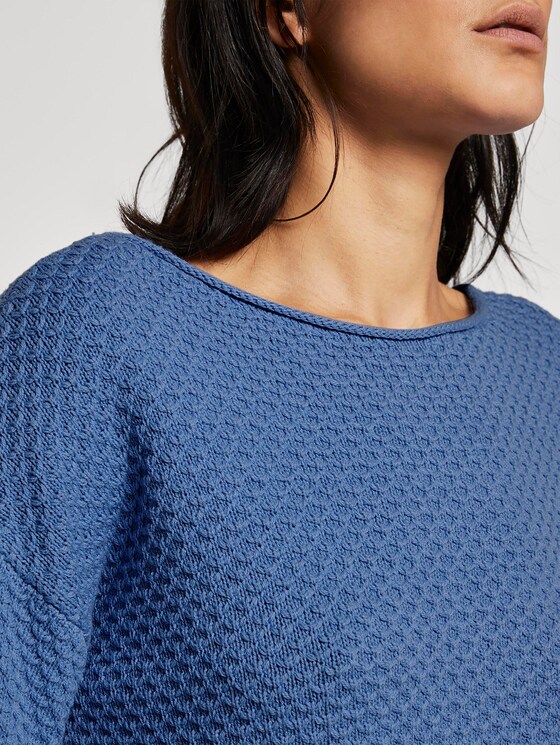 Textured sweater - Women - sea blue Textured sweater - Women - sea blue - 9 - TOM TAILOR