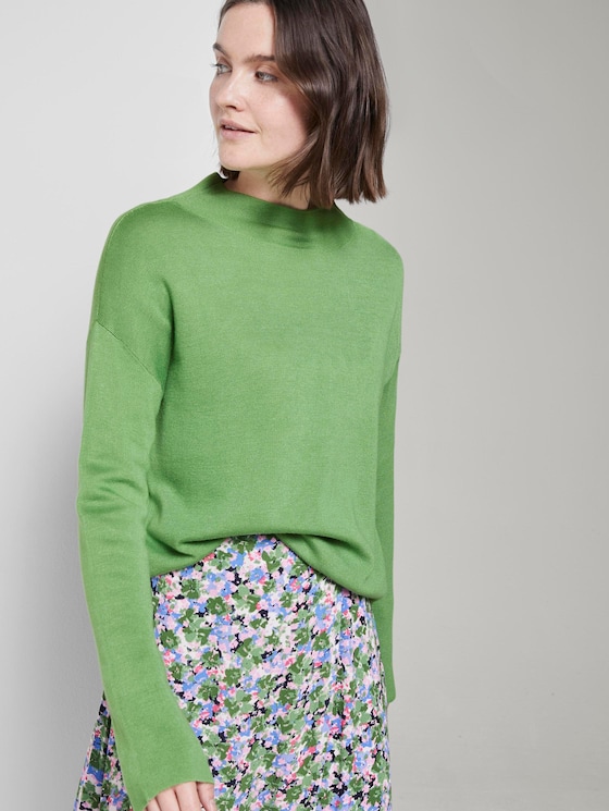 Sweater mit Stehkragen - Frauen - sundried turf green Sweater mit Stehkragen - Frauen - sundried turf green - 5 - TOM TAILOR