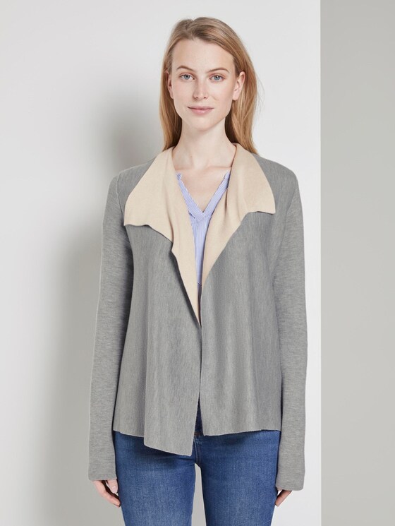 Cardigan mit Wasserfallausschnitt - Frauen - Silver Grey Melange Cardigan mit Wasserfallausschnitt - Frauen - Silver Grey Melange - 1 - TOM TAILOR