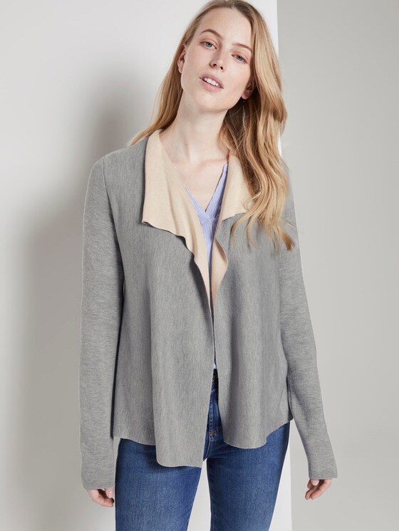 Cardigan mit Wasserfallausschnitt - Frauen - Silver Grey Melange Cardigan mit Wasserfallausschnitt - Frauen - Silver Grey Melange - 5 - TOM TAILOR