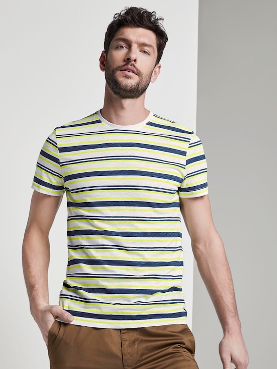 Gestreiftes Jersey T-Shirt - Männer - white yellow blue stripe Gestreiftes Jersey T-Shirt - Männer - white yellow blue stripe - 5 - TOM TAILOR