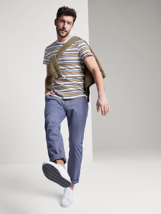 Gestreiftes Jersey T-Shirt - Männer - beige white blue stripe Gestreiftes Jersey T-Shirt - Männer - beige white blue stripe - 3 - TOM TAILOR