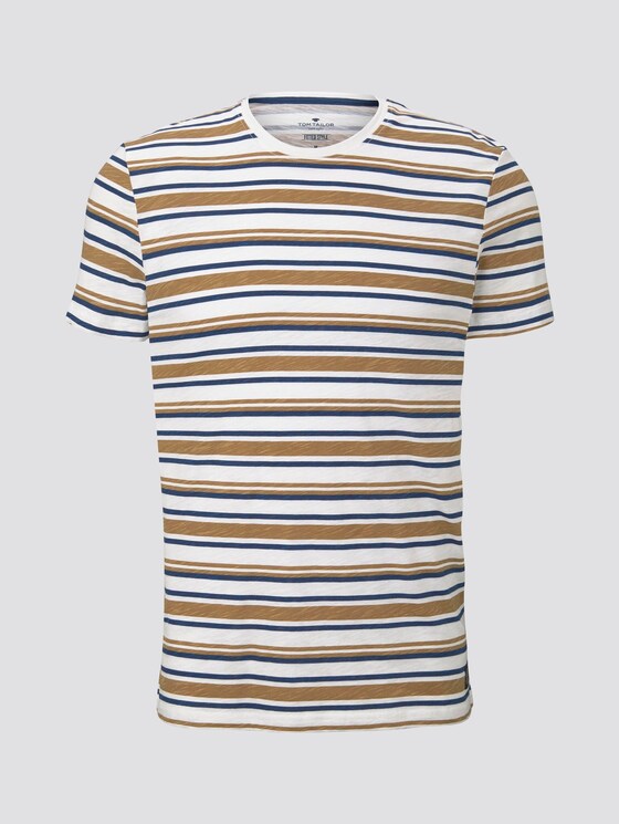 Gestreiftes Jersey T-Shirt - Männer - beige white blue stripe Gestreiftes Jersey T-Shirt - Männer - beige white blue stripe - 7 - TOM TAILOR