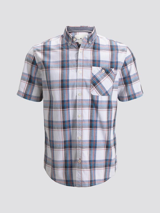 Kariertes Kurzarmhemd - Männer - white base navy washed check Kariertes Kurzarmhemd - Männer - white base navy washed check - 7 - TOM TAILOR