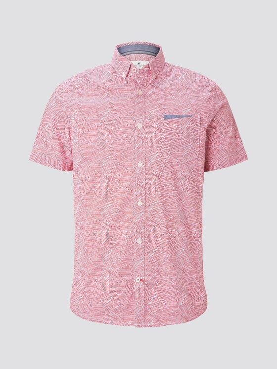Patterned short-sleeved shirt with a chest pocket - Men - red irregular striped design Patterned short-sleeved shirt with a chest pocket - Men - red irregular striped design - 7 - TOM TAILOR