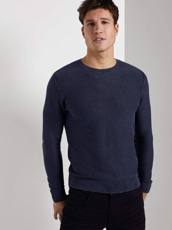 Strukturierter Sweater im Washed-Look - Männer - Sky Captain Blue Strukturierter Sweater im Washed-Look - Männer - Sky Captain Blue - 5 - TOM TAILOR