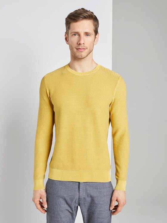 Strukturierter Sweater im Washed-Look - Männer - Californian Yellow Strukturierter Sweater im Washed-Look - Männer - Californian Yellow - 1 - TOM TAILOR