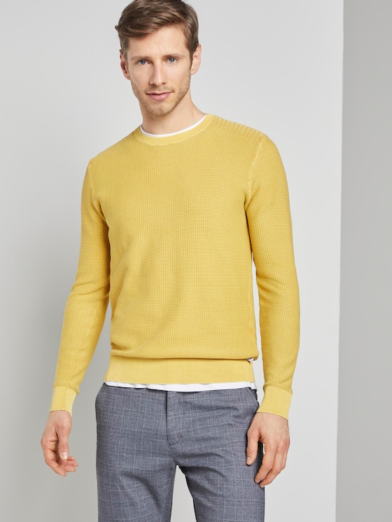 Strukturierter Sweater im Washed-Look - Männer - Californian Yellow Strukturierter Sweater im Washed-Look - Männer - Californian Yellow - 5 - TOM TAILOR