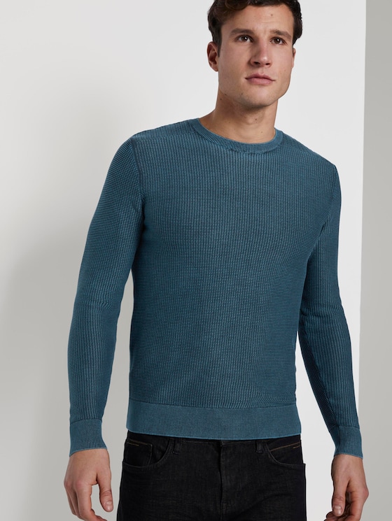 Strukturierter Sweater im Washed-Look - Männer - deep pond green Strukturierter Sweater im Washed-Look - Männer - deep pond green - 5 - TOM TAILOR