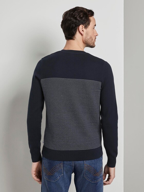 Sweater im Struktur-Mix - Männer - navy white stripe Sweater im Struktur-Mix - Männer - navy white stripe - 2 - TOM TAILOR