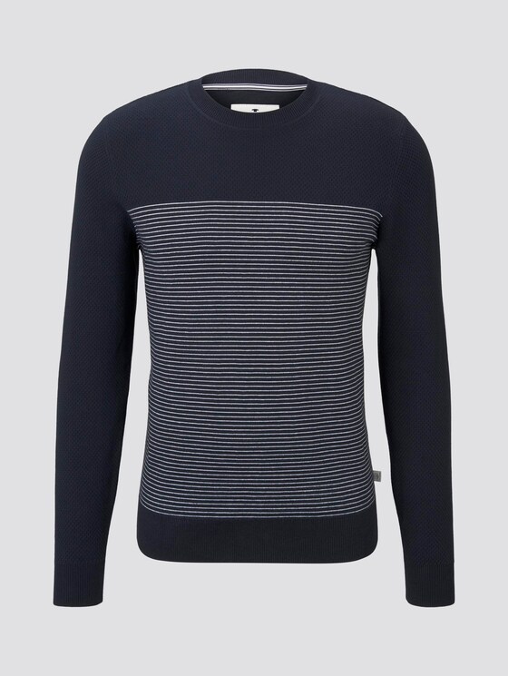 Sweater im Struktur-Mix - Männer - navy white stripe Sweater im Struktur-Mix - Männer - navy white stripe - 7 - TOM TAILOR