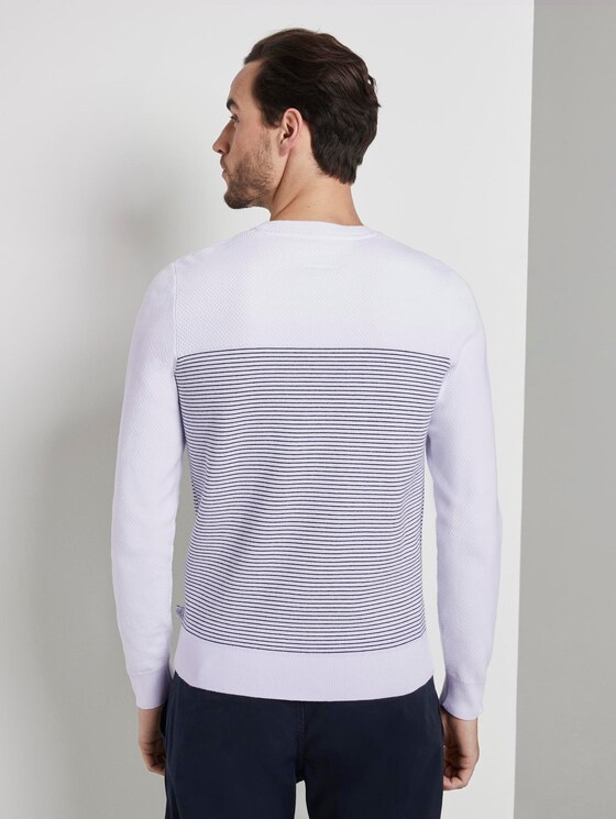 Sweater im Struktur-Mix - Männer - white navy stripe Sweater im Struktur-Mix - Männer - white navy stripe - 2 - TOM TAILOR