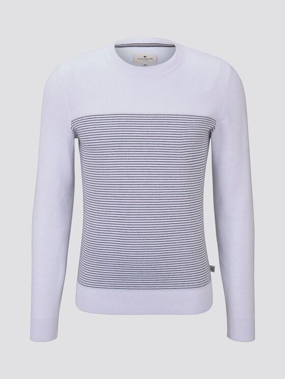 Sweater im Struktur-Mix - Männer - white navy stripe Sweater im Struktur-Mix - Männer - white navy stripe - 7 - TOM TAILOR