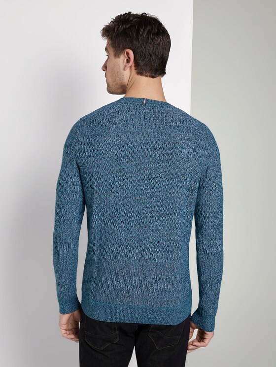 Strukturierter Strickpullover - Männer - green white structure Strukturierter Strickpullover - Männer - green white structure - 2 - TOM TAILOR