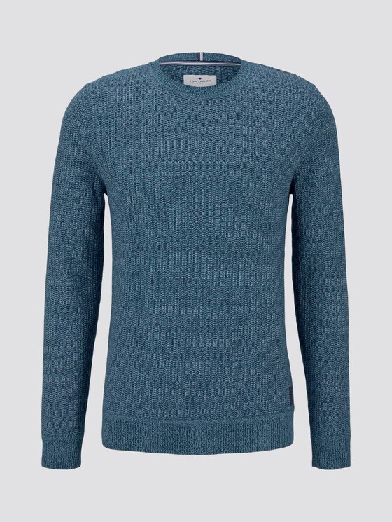 Strukturierter Strickpullover - Männer - green white structure Strukturierter Strickpullover - Männer - green white structure - 7 - TOM TAILOR