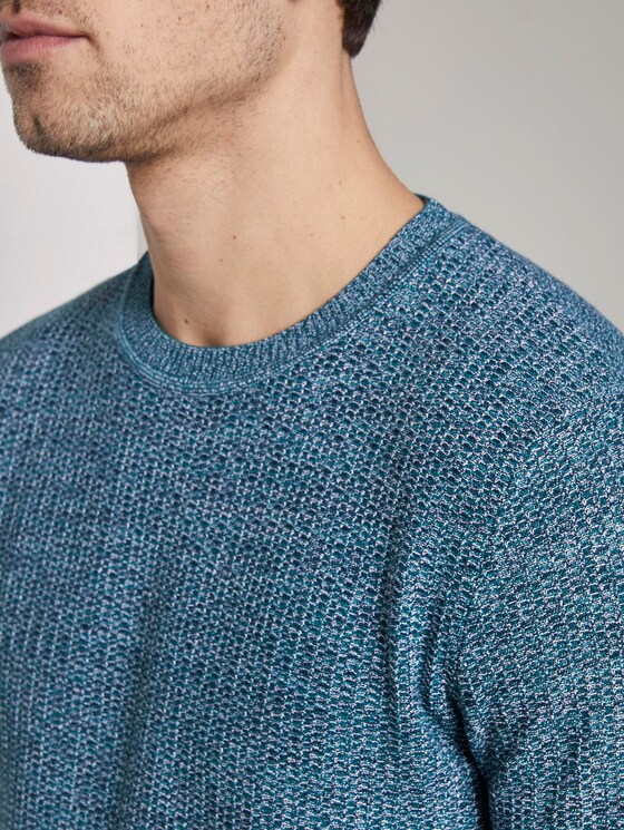 Strukturierter Strickpullover - Männer - green white structure Strukturierter Strickpullover - Männer - green white structure - 9 - TOM TAILOR