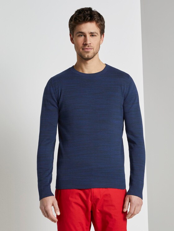 Feiner Strickpullover - Männer - navy blue heather yarn Feiner Strickpullover - Männer - navy blue heather yarn - 1 - TOM TAILOR