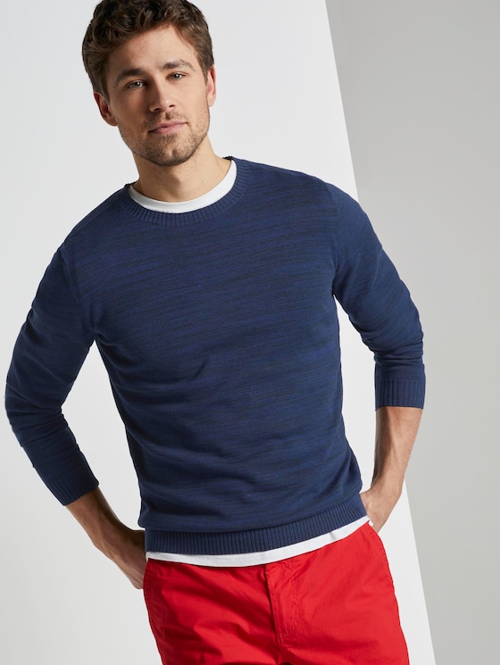 mens blue knitted jumper