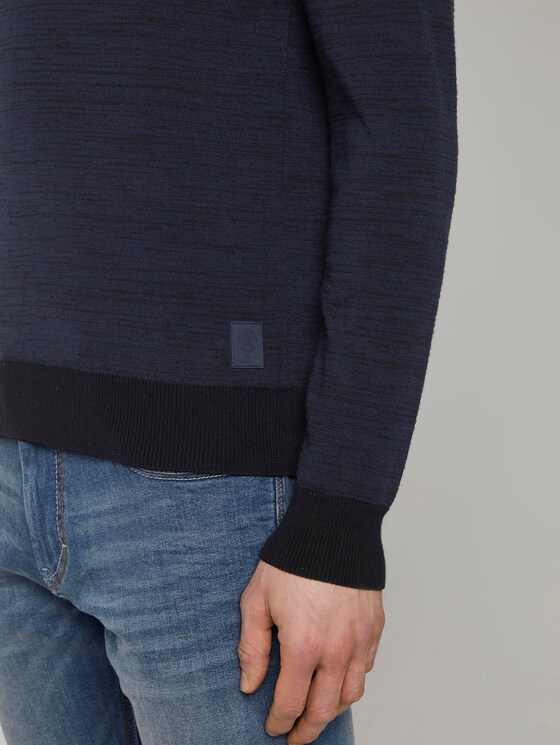 Melierter Strickpullover - Männer - navy black mouline Melierter Strickpullover - Männer - navy black mouline - 10 - TOM TAILOR