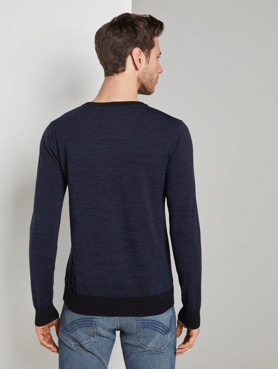 Melierter Strickpullover - Männer - navy black mouline Melierter Strickpullover - Männer - navy black mouline - 2 - TOM TAILOR