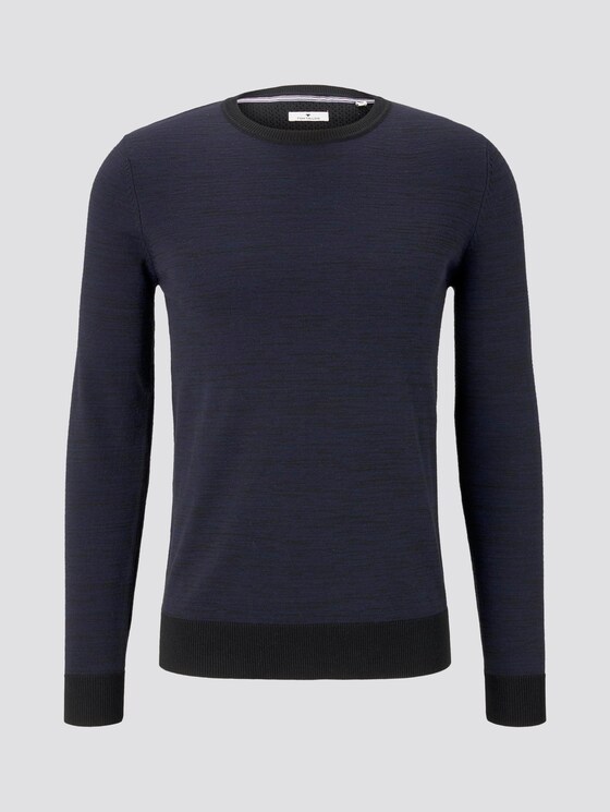 Melierter Strickpullover - Männer - navy black mouline Melierter Strickpullover - Männer - navy black mouline - 7 - TOM TAILOR