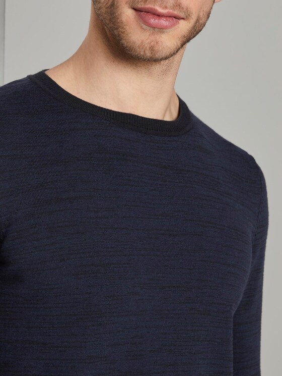 Melierter Strickpullover - Männer - navy black mouline Melierter Strickpullover - Männer - navy black mouline - 9 - TOM TAILOR