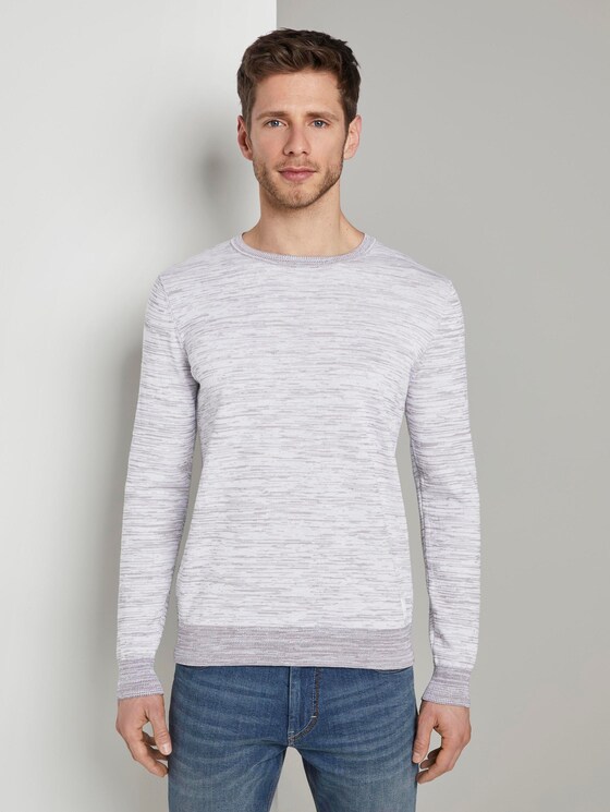 Melierter Strickpullover - Männer - white grey mouline Melierter Strickpullover - Männer - white grey mouline - 1 - TOM TAILOR
