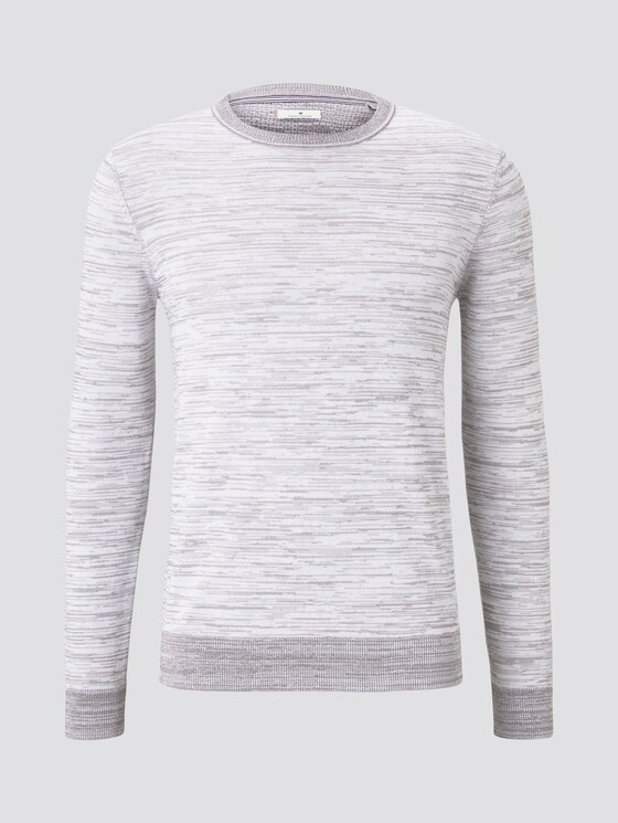 Melierter Strickpullover - Männer - white grey mouline Melierter Strickpullover - Männer - white grey mouline - 7 - TOM TAILOR