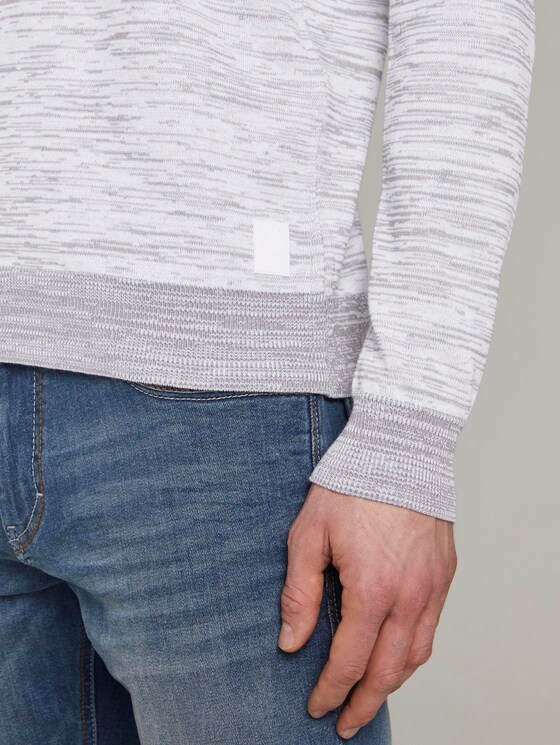 Melierter Strickpullover - Männer - white grey mouline Melierter Strickpullover - Männer - white grey mouline - 9 - TOM TAILOR