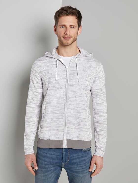 Sweatjacke im Struktur-Mix - Männer - white grey mouline Sweatjacke im Struktur-Mix - Männer - white grey mouline - 1 - TOM TAILOR