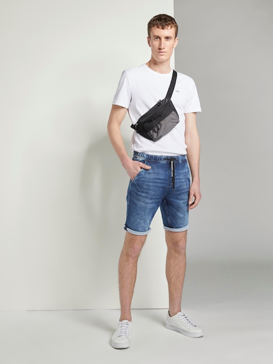 denim jogger shorts mens