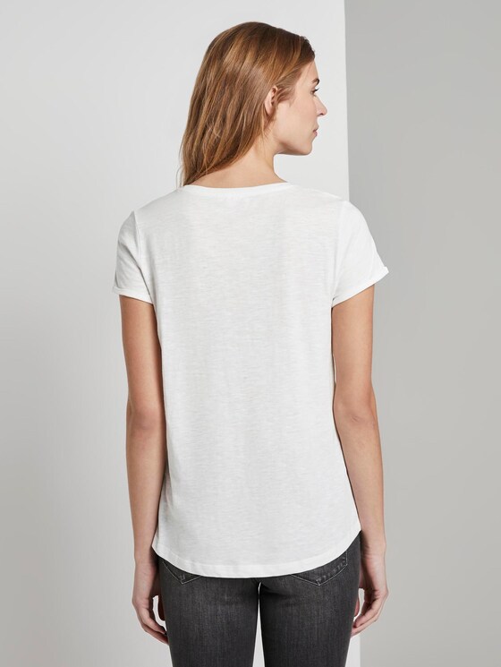 Gestreiftes T-Shirt mit kleiner Stickerei - Frauen - rose white stripe Gestreiftes T-Shirt mit kleiner Stickerei - Frauen - rose white stripe - 2 - TOM TAILOR Denim