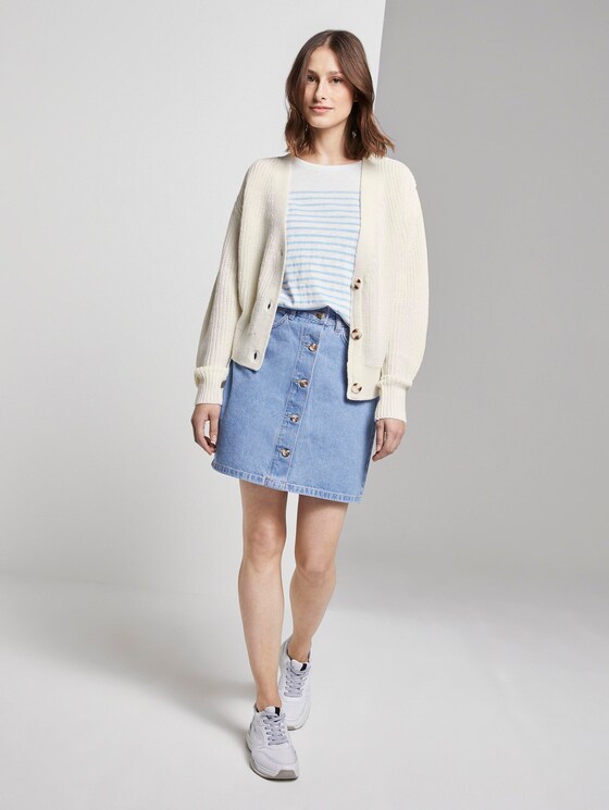 Gestreiftes T-Shirt mit kleiner Stickerei - Frauen - light blue white stripe Gestreiftes T-Shirt mit kleiner Stickerei - Frauen - light blue white stripe - 3 - TOM TAILOR Denim