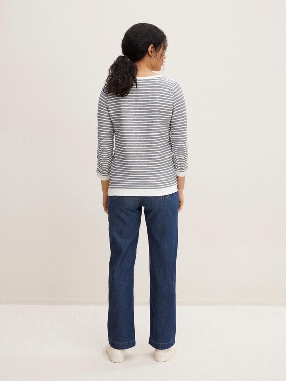 Gestreiftes Jacquard Sweatshirt - Frauen - blue white structured stripe Gestreiftes Jacquard Sweatshirt - Frauen - blue white structured stripe - 2 - TOM TAILOR Denim