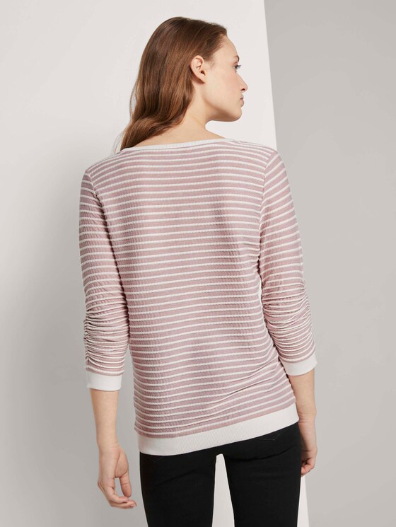 Gestreiftes Jacquard Sweatshirt - Frauen - rose white structure stripe Gestreiftes Jacquard Sweatshirt - Frauen - rose white structure stripe - 2 - TOM TAILOR Denim