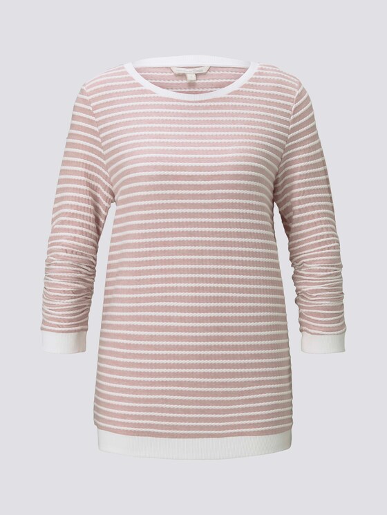 Gestreiftes Jacquard Sweatshirt - Frauen - rose white structure stripe Gestreiftes Jacquard Sweatshirt - Frauen - rose white structure stripe - 7 - TOM TAILOR Denim