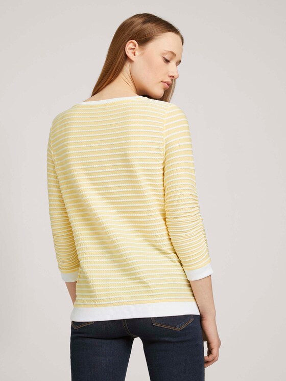 Gestreepte Jacquard Sweater - Vrouwen - yellow white structured stripe Gestreepte Jacquard Sweater - Vrouwen - yellow white structured stripe - 2 - TOM TAILOR Denim