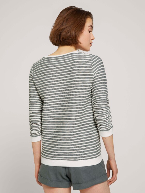 Gestreiftes Jacquard Sweatshirt - Frauen - green white structured stripe Gestreiftes Jacquard Sweatshirt - Frauen - green white structured stripe - 2 - TOM TAILOR Denim