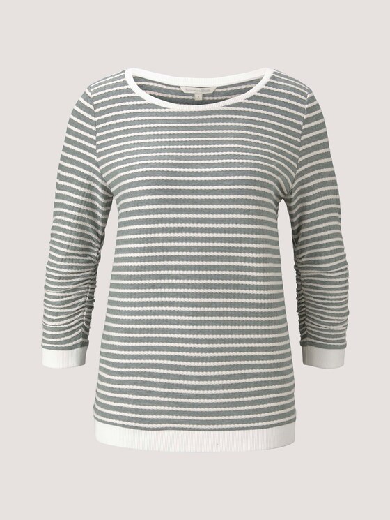 Gestreiftes Jacquard Sweatshirt - Frauen - green white structured stripe Gestreiftes Jacquard Sweatshirt - Frauen - green white structured stripe - 7 - TOM TAILOR Denim