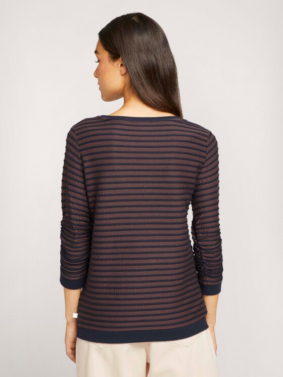 Gestreiftes Jacquard Sweatshirt - Frauen - blue brown structure stripe Gestreiftes Jacquard Sweatshirt - Frauen - blue brown structure stripe - 2 - TOM TAILOR Denim