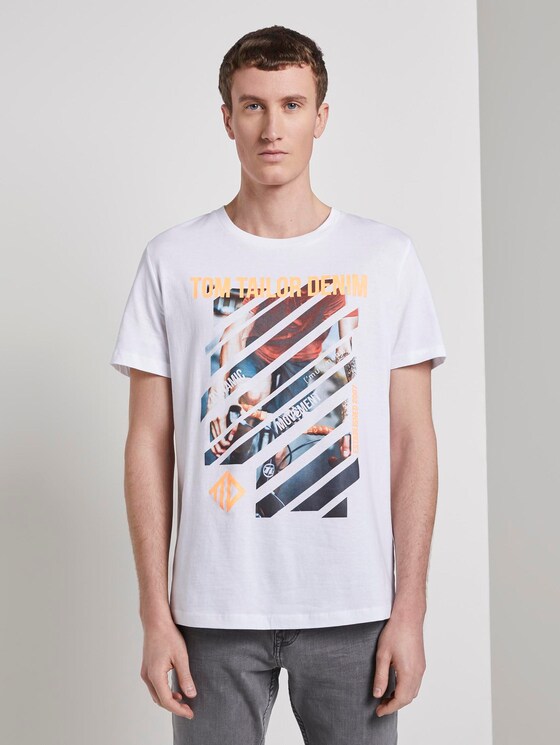 T-shirt with a print - Men - White T-shirt with a print - Men - White - 1 - TOM TAILOR Denim