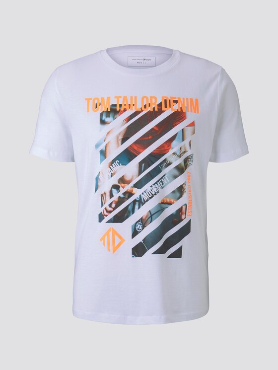 T-shirt with a print - Men - White T-shirt with a print - Men - White - 7 - TOM TAILOR Denim