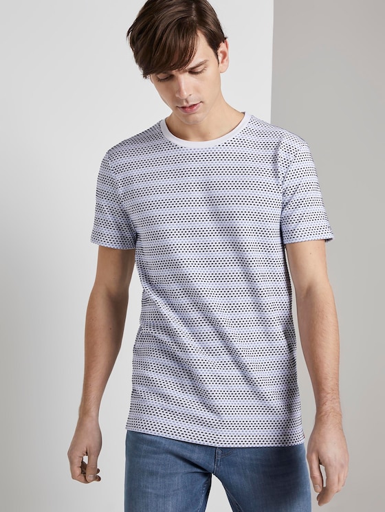 Gemustertes T-Shirt - Männer - white blue jacquard stripe Gemustertes T-Shirt - Männer - white blue jacquard stripe - 5 - TOM TAILOR Denim